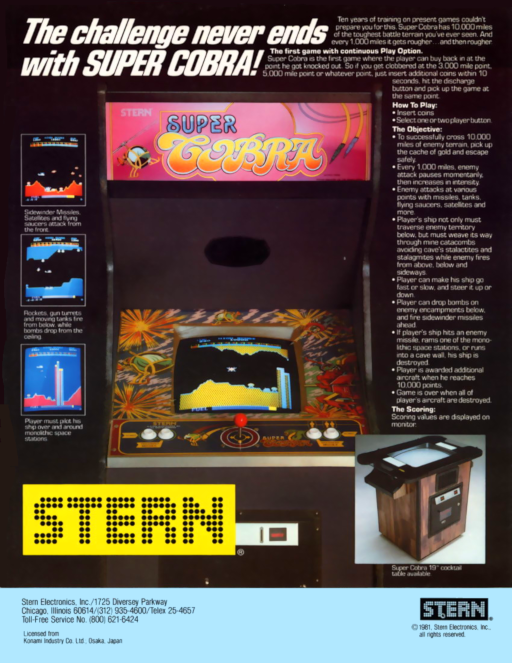 Super Cobra (Stern Electronics) Arcade Game Cover